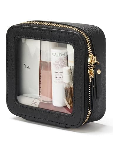 Popvibe Clear Makeup Bag Travel Cosmetic Case Transparent Toiletry Bag with Zipper, Portable Make Up Organizer Traveling Compact Car Bag for Essentials - Image 1