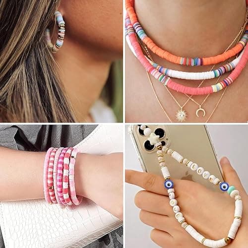 6mm Flat Round Spacer Beads, Clay Beads for Bracelets Making Kit, Heishi Polymer Flat Disc Spacer Beads for Jewelry Making, Clay Beads for Jewelry Making Gold Beads Silver (2000pcs) thumbnail 5