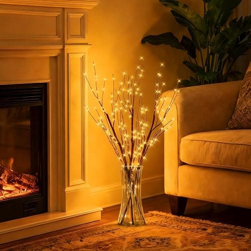 Lighted Brown Branches Lights Plug in with Timer 33IN 180 LED Lights, Twinkling Light Up Tree, DIY Flexible Willow Branches for Christmas Room Vase Decoration,Bedroom, Wedding, Party(Vase Excluded) thumbnail 3