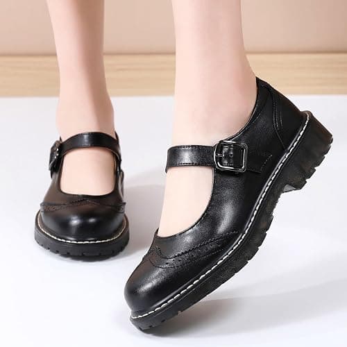 XMM Mary Jane Shoes Women Mary Janes Flats Ladies Oxford Shoes for Women Comfort Leather Round Toe Non-Slip Dressy Casual Cute Girls School Work Shoes thumbnail 9