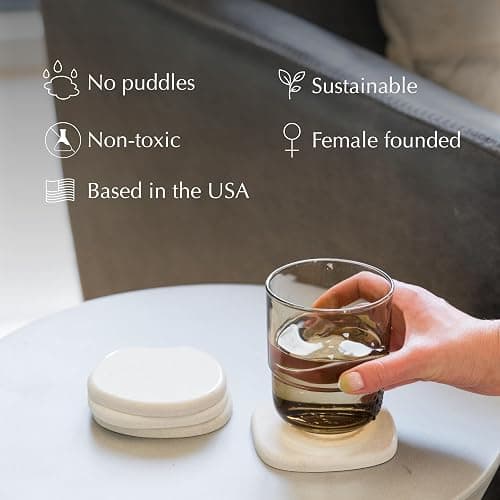 Dorai Home Stone Coaster Set – 4 Absorbent Diatomite Coasters for Instant Drying, Modern Design, Sandstone - Sandstone thumbnail 3