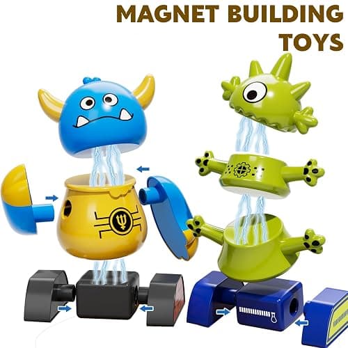 TEMI Magnet Robot Toy for Kids 3-5 Years Old - Monster Magnet Toys Stacking Transform Toys with Storage Box, Set for Boys Age 3 4 5 6 7 Years Old Boys, Christmas and Birthday Gifts thumbnail 6