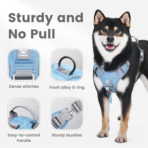 Pawaii No Pull Dog Harness with Pet ID Tag,Reflective Strips No Choke Front O Ring Breathable Mesh Adjustable Soft Padded Pet Vest with Easy Control Handle for Small Dogs thumbnail 2