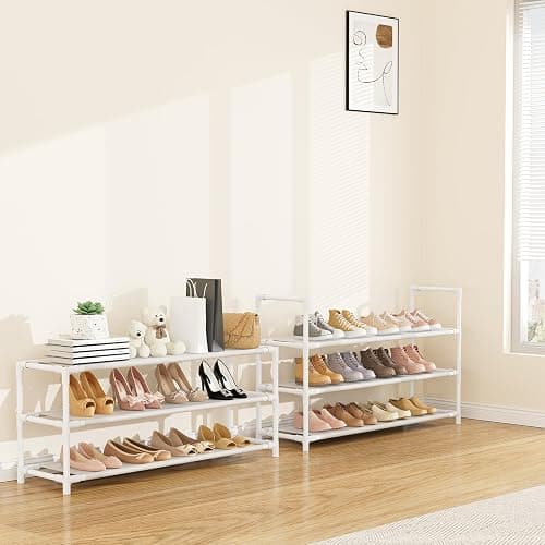 LANTEFUL 6 Tier Shoe Rack Storage for 24-30 Pairs Shoe and Boot, Shoe Organizer with Hook and Side Pocket Free Standing Long Shoe Shelf Tall Shoe Rack Organizer for Closet, Entryway, Dorm, White thumbnail 7