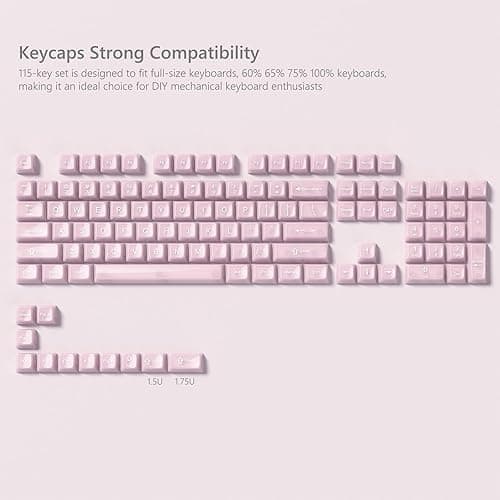 Womier Keyboard Keycaps Clear, Pink Keycaps 60 65 75 100 Percent, Transparent Jelly Cute Custom Key Cap Set for Cherry MX, Kailh, Outemu, Gateron Mechanical Keyboards(MDA Profile) thumbnail 3