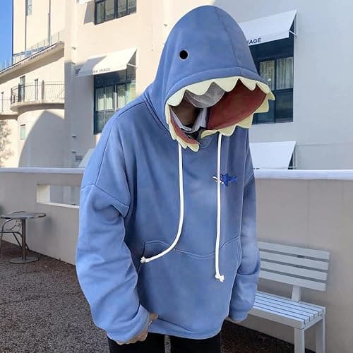 Women Cute Shark Hoodie Unisex Casual Long Sleeve Hooded Sweatshirt Kawaii Animal Sweatshirts Casual Pullover Top thumbnail 2
