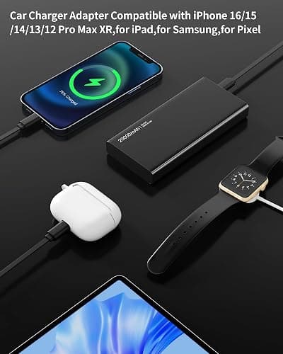 BERTHALESS Retractable Car Charger, 4 in 1 Fast Charging Car Charger with USB-C & USB-A, Compatible with iPhone 17/16/15/14/13/12/11,Galaxy,Pixel,Car Accessories Gifts for Fathers Day,Husband,Men,Dad thumbnail 4