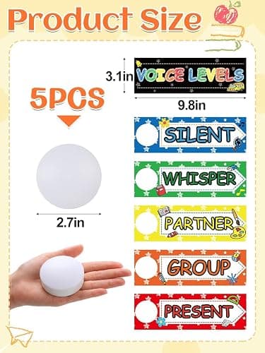 Biggun 5 Pcs Voice Level Push Lights for Classroom Decor Teacher Must Haves | Battery Operated, with Magnetic Noise Level Rules Poster Chart, Back to School Supplies, Visual Classroom Management Tools thumbnail 7