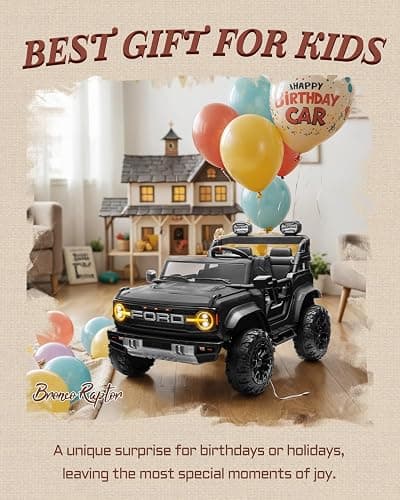 First Ride On 24V Ride on Toys for Big Kids, Licensed Ford Bronco Raptor Electric Car 2 Seater with Remote Control, Kids Ride on Cars w/ 2-Seater, 4.3 Mph Max Speed, Soft Start Function (24V, Black) thumbnail 4