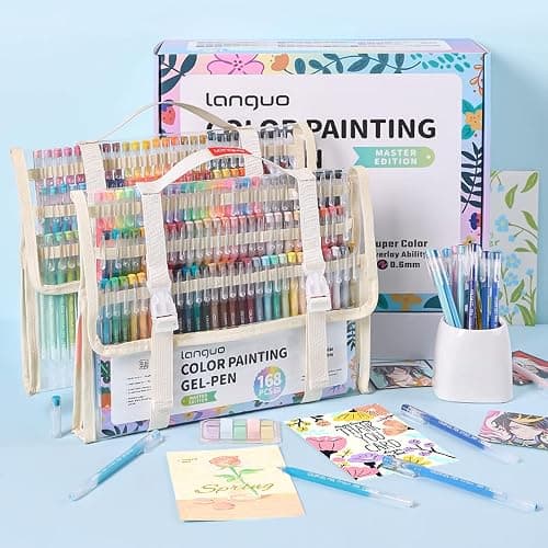 Joyask Gel Pens For Coloring, 168 Pack Colored Pens for Black Paper & White Paper, 0.6MM Fine Point Pens for Coloring, Writing, Drawing, Journaling, Note Taking, Office, Home thumbnail 7