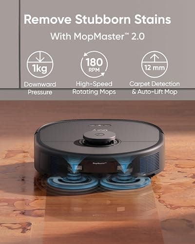 eufy X10 Pro Omni Robot Vacuum Cleaner With Mop, Incredible Suction, Dual Mops with 12 mm Auto-Lift and Carpet Detection, AI Obstacle Avoidance, Auto Mop Washing&Drying, Self-Emptying, Self-Refilling thumbnail 5