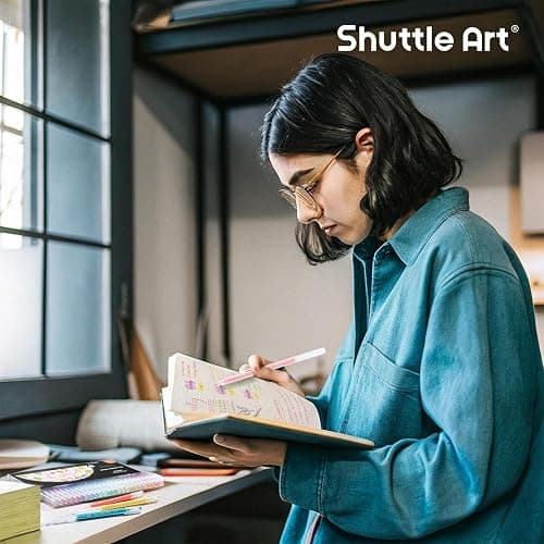 Shuttle Art Colored Pens, 24 Pastel Tone Colors Cute Journal Pens 0.6mm Fine Point Colored Gel Pens for Black Paper Adult Coloring Writing Drawing Journaling Note Taking School Office Home thumbnail 7