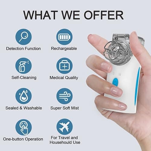 Ultrasonic Nebulizer - Nebulizers, Rechargeable Nebulizer Machine for Adults and Kids, Portable Nebulizer with Two Modes & Self-Cleaning Function for Breathing Problems thumbnail 6