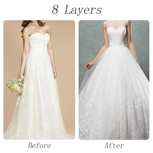 MeiLiMiYu Hoopless Petticoat Crinoline Underskirt Skirt 8 Layers Floor Length Ball Gown Petticoat Underskirt Slip for Wedding thumbnail 6