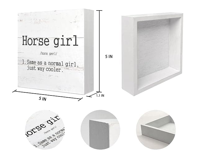 Mtrgdn Horse Decor for Girls Room,Horse Gifts for Women,Western Cowgirl Horse Girl Definition Wooden Box Sign Decor for Teen Girls Bedroom Bathroom Home Table Office Desk Shelf Wall Decorations,5x5 Inch thumbnail 3