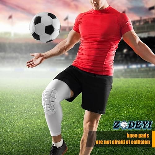 ZODEYI Knee Pads Wrestling Knee Sleeve Compression Leg Sleeves for Volleyball Basketball, Knee Compression Sleeve for Youth and Adult(White_S_2 Pcs) thumbnail 5