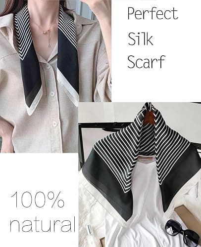 kcctoo 27.5" Mulberry Silk Feeling Head Scarf Women's Fashion Square Neck Satin Scarfs for Bag Hair Scarves Gift thumbnail 4
