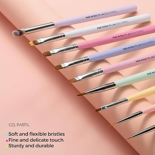 GELPARTY 21 Pcs Pastel Nail Art Brush Set for Gel Polish, Acrylic & Ombre – Professional Detail Liner Brushes, Dotting Tools, Silicone Sculpting Pens & Gradient Painting Kit for DIY Manicure thumbnail 2