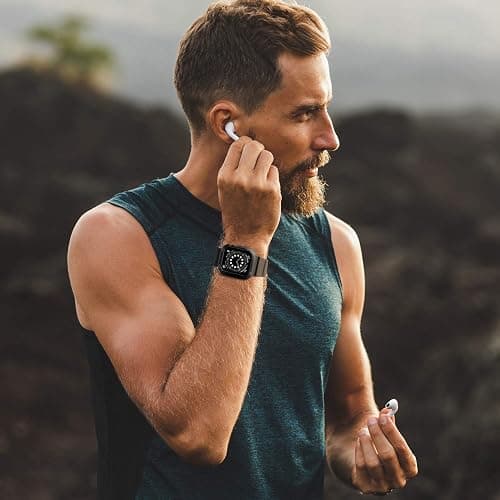 OROBAY Rugged Band Compatible with Apple Watch Band 45mm/44mm/42mm with Case, Shockproof Strap for iWatch SE3 SE2 SE Series 9/8/7/6/5/4/3/2/1 with Bumper Case Cover Men Women, Matte Black thumbnail 7