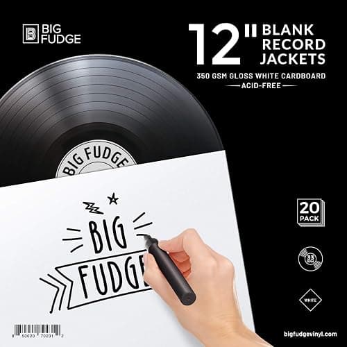 BIG FUDGE Pro Blank Album Jackets. 20 Album Covers (350gsm) Record Jackets. 12 Inch LP Vinyl Cover for Vinyl Record Inner Sleeves and Outer Sleeves. LP Jacket Covers, Cardboard Record Covers (White) - Image 1