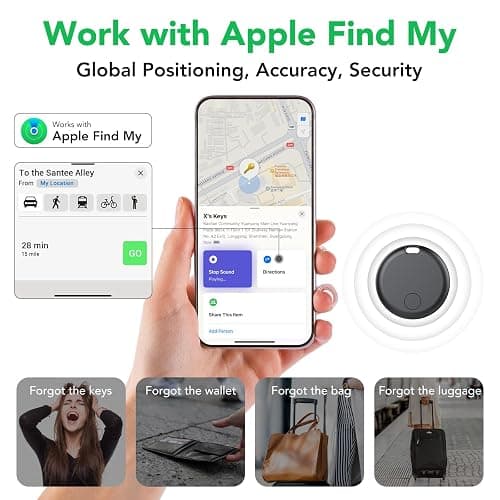 Air Tracker Tags-4 Pack: Smart Bluetooth Tracker, Item Finder Works with Apple Find My (iOS Only) App, Trakcer Tag Locator for Keys, Luggage, Satchel, weTag mini. (Not for Android Devices) thumbnail 2