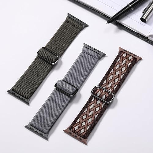 DaQin 3 Pack Braided Stretchy Solo Loop Compatible with Apple Watch Band 38mm 40mm 41mm 42mm 44mm 45mm 49mm Women Men, Sport Elastic Nylon Wristband for iWatch Series 9 8 7 6 5 4 3 2 1 SE Ultra/Ultra thumbnail 2