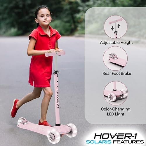 Hover-1 Solaris Kick Scooter with Multicolor Wheel Lights, 4.5” Front Wheels, Rear Foot Brake, and 110 Pound Weight Capacity thumbnail 3