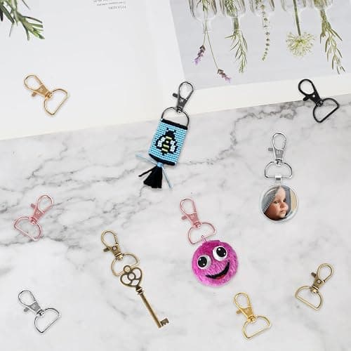 60PCS Key Chain Clip Hooks, Swivel Clasp Hooks, D Ring Clip Lanyard Hardware for Keychain Making(3/4”Inside Width) thumbnail 7