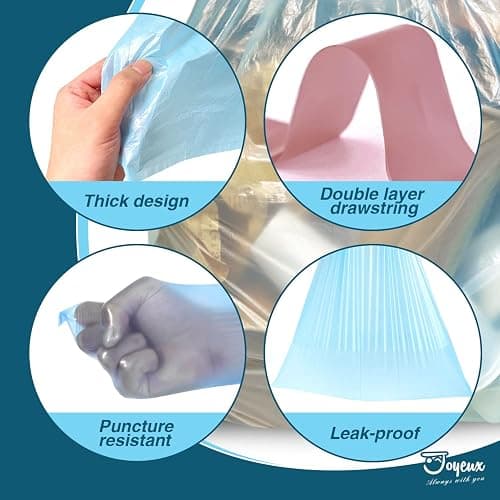 JOYEUX 2.6 Gallon Small Trash Bags, No-Tearing Drawstring Mini Garbage Bags for Bathroom Kitchen, Beachside Breeze Scent, 66 Count thumbnail 4