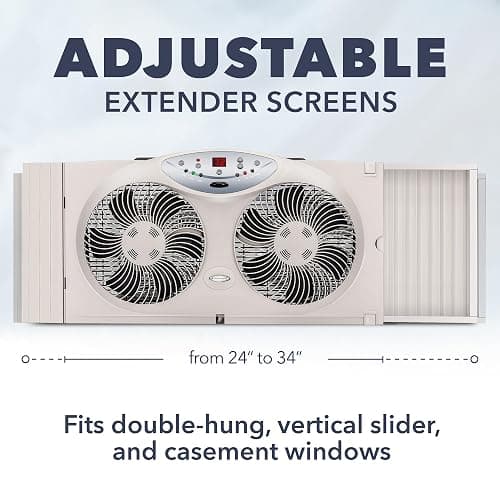 Bionaire Window Fan with Reversible Airflow Blades – 3-Speed Settings, Programmable Thermostat, LED Display, Remote Control, Fits 24–36" Windows, No Assembly Required thumbnail 7