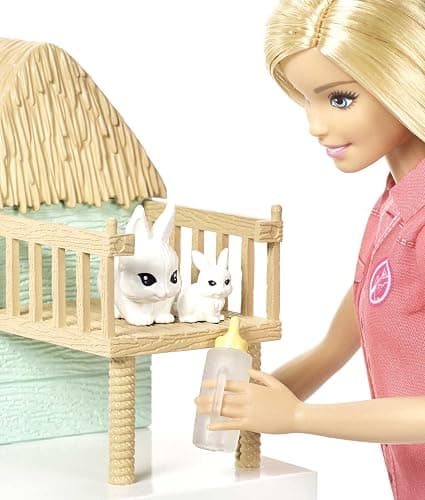 Barbie Vet Doll & Playset, Animal Rescuer Theme with 8 Wildlife Figures, Treehouse, Care Station, Rope Bridge & Accessories thumbnail 3