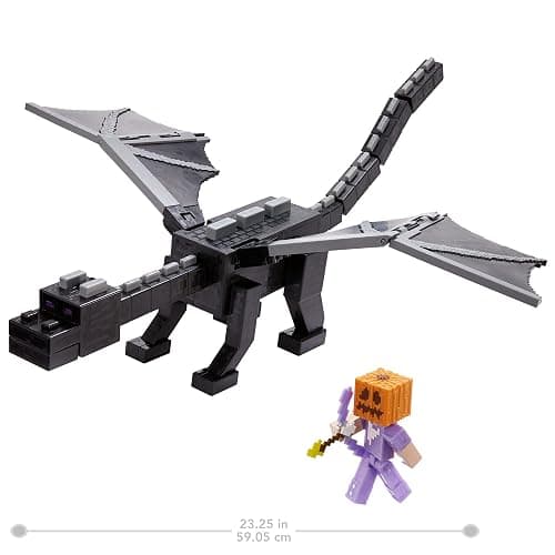 Mattel Minecraft Ultimate Ender Dragon Figure, 20-in Mist-Breathing Creature, Plus 3.25-in Color-Change Steve Figure, Weapon, Amor and Battle Accessory, Gift for 6 Years Old and Up thumbnail 3