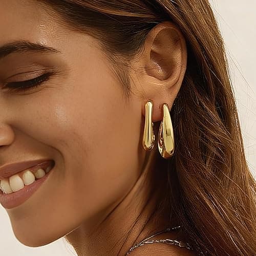 30 Pairs Chunky Gold Hoop Earrings for Women, Multipack Jewelry for Gift | Multiple Styles, lightweight, Stackable, Premium Resin, 14K Gold-plated, Hypoallergenic, Great for Party/Gathering/Wedding thumbnail 2