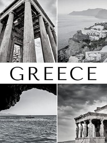 GREECE - Large Stack Decorative Black & White Coffee Table Book: Beautiful Travel Photography-Inspired Interior Design Element for Home/Office Decor (Black & White Visuals) - Image 1
