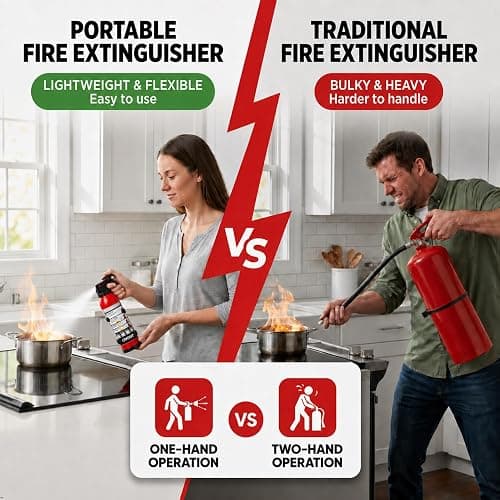 Small Fire Extinguisher for Home & Car – (4-Pack, 1.32lb Each) Portable ABC Chemical Powder Fire Extinguishing Spray | for Kitchen Grease, Electrical, Vehicle & Garage Fires, Easy to Use thumbnail 8