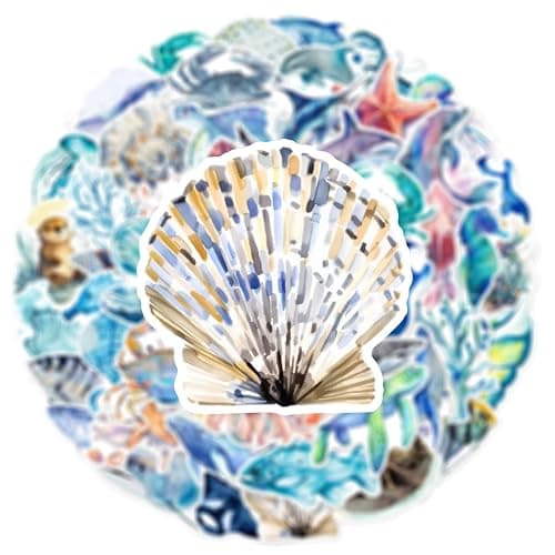 50pcs Ocean Animal Stickers for Water Bottles, Waterproof Adhesive Fish Decals Under The Sea Marine Life Stickers Ocean Stickers for Kids for Birthday Party Scrapbook Skateboard Phone Laptop - Ocean Animal thumbnail 9