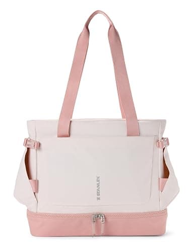 STANLEY Vitalize Tote| Gym, Work & Travel Bag with Laptop Sleeve | Expandable Bottom Compartment | Tumbler & Water Bottle Pockets | Durable Recycled Fabric | Rose Quartz - Image 1