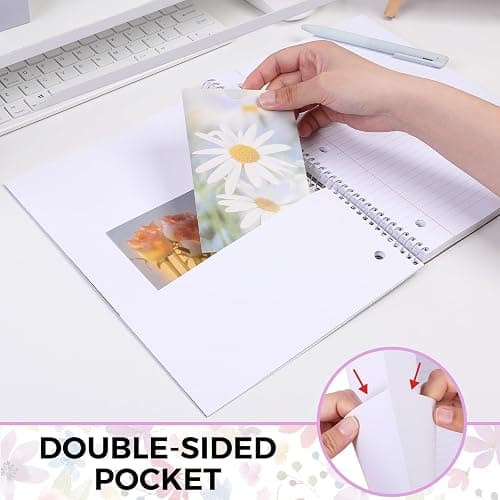 SKYDUE 8"x10.5" Spiral Notebook - College Ruled 100 Sheets, 1 Subject Notebook for School & Office, 3-Hole Punched Paper, Floral Design thumbnail 3