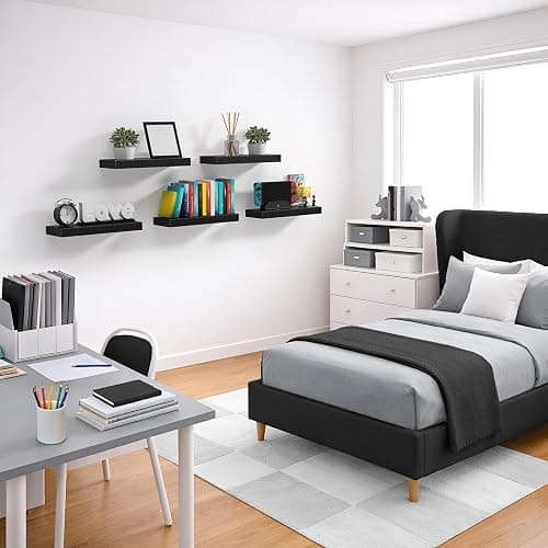 Sorbus Floating Shelves for Wall – 16 Inch Floating Shelf for Kitchen, Bedroom, Living Room, Bathroom, Home & Wall Decor - Mounted Bathroom Shelves with Invisible Brackets (Black, 3 Pack) thumbnail 6