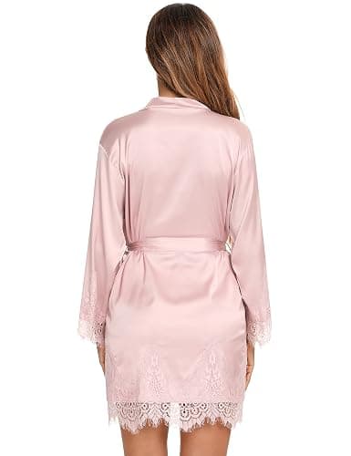 RSLOVE Damen Satin Sexy Bademantel für Hochzeit Braut&Brautjungfern Kimono Morgenmantel thumbnail 5