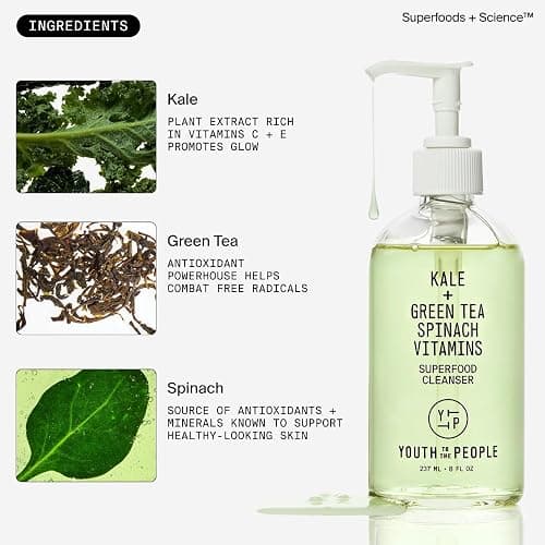 YTTP Superfood Gentle Face Cleanser - Daily Face Wash, Pore Minimizer + Makeup Remover - Lightweight & Hydrating Gel to Foaming Face Wash for Glowing Skin - Vegan Skin Care for Men & Women (8oz) thumbnail 4