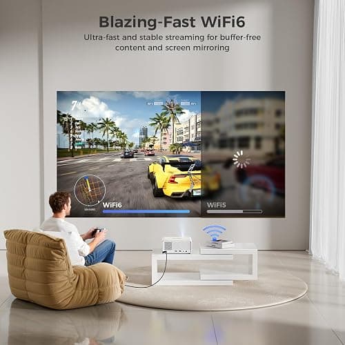 GOODEE Mini Smart Projector with WiFi and Bluetooth - Compatible with Netflix/YouTube/PrimeVideo, Electric Focus & Keystone, Short Throw Portable Video Projector Full HD for Indoor/Outdoor/Camping thumbnail 6