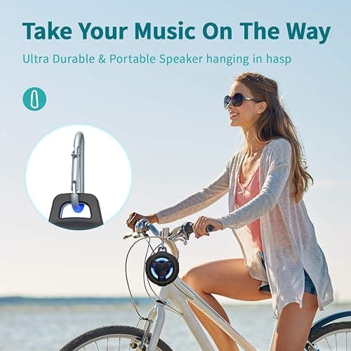 EBODA Bluetooth Shower Speaker, Portable Bluetooth Speakers, IP67 Waterproof Wireless Speaker with LED Light, Floating, 2000mAh, True Wireless Stereo for Kayak, Beach, Gifts for unisex -Black thumbnail 3