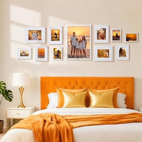 HappyHapi 8x10 Picture Frame Set of 6, 8x10 White Picture Frame Display Pictures 5x7 with Mat or 8x10 Without Mat. Wall Hanging Photo Frame or Tabletop Display Gallery Frame (White) thumbnail 8