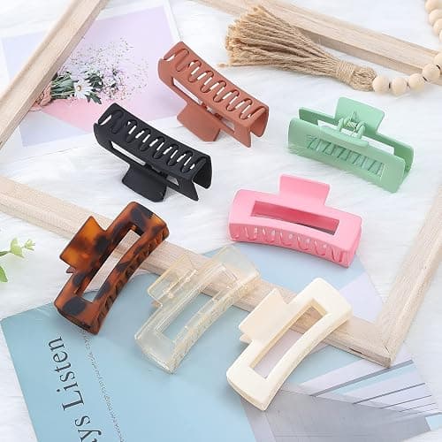 Luraseea 15 Pack Hair Claw Clips Big Hair Clips 4.1 Inch Rectangular Claw Clips for Women and Girls Non-slip Banana Jaw Clips thumbnail 7