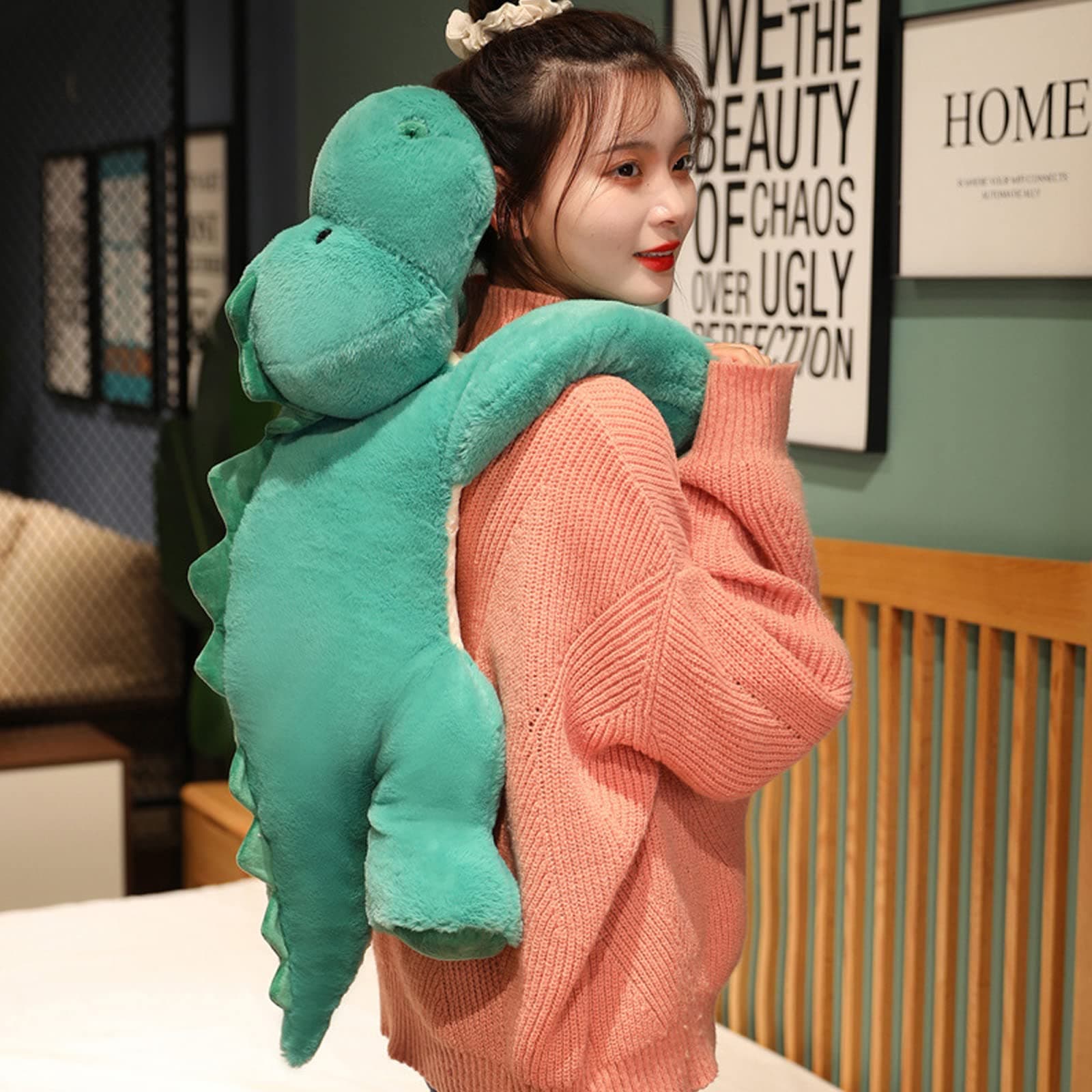 Hronsa Weighted Stuffed Animals for Anxiety, 19.7in 3.3lbs Weighted Dinosaur Plush Cute Dinosaur Stuffed Animals Toy Weighted Plush Animals Pillow for Adults Boys Girls,Green Dinosaur thumbnail 5