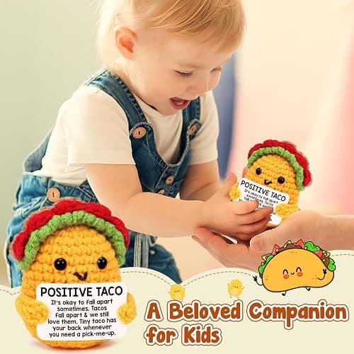 Positive Crochet Taco Christmas Birthday Gifts for Women Men Stocking Stuffers Basket Holiday Decor Self Care Card Teacher Adult Kids Son Mom Dad Daughter Sister Friend Coworkers Inspirational Gift thumbnail 3