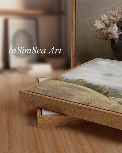 InSimSea Framed Canvas Wall Art Vintage Decor, Large Wall Art, Meadow with Flowers Landscape Wall Art Prints, Modern Farmhouse Cottagecore Bedroom Bathroom Office Decoration, 20"x30" thumbnail 6
