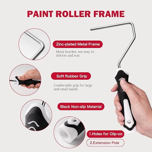 Mister Rui Mini Paint Roller Kit-13 Piece, 4-Inch Microfiber Paint Rollers with Ergonomic Handle, Small Roller Paint Brush, Paint Tray with 3 Liners, Perfect for House Painting, Trim, and Touch-Ups thumbnail 6