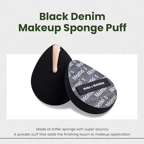 Black Denim Makeup Sponges,Blender Sponges for Foundation & Concealer, Non-Absorbent Rubycell, Large Beauty Sponge,Makeup on Details Targeted, Travel Friendly & Reusable,2pcs thumbnail 5